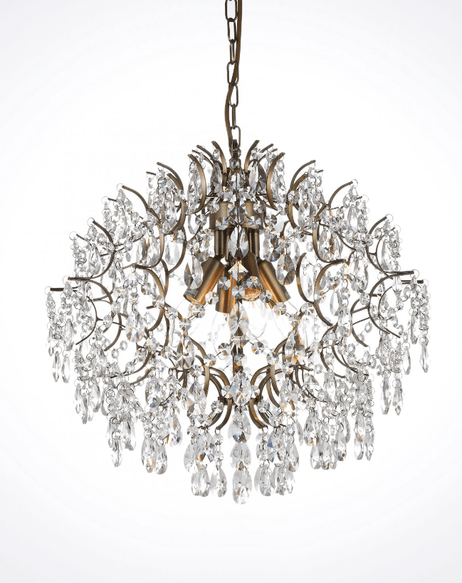 Kate Ø50 Latón antiguo cristal De Norrsken Design - La lámpara de techo Kate en latón antiguo con cristales K9 clase 1 cortados a mano es un verdadero ícono de estilo que agregará una sensación de exclusividad y elegancia a su hogar.