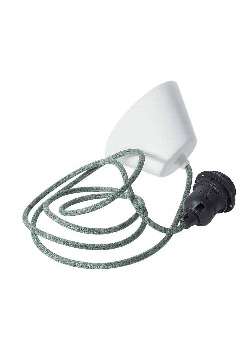 Colgante de techo textil 2m Verde De Alde & Lind - L&aacute;mpara de techo con cable recubierto de tela, compatible con l&aacute;mparas de techo Alde&amp;Lind con casquillo E27.