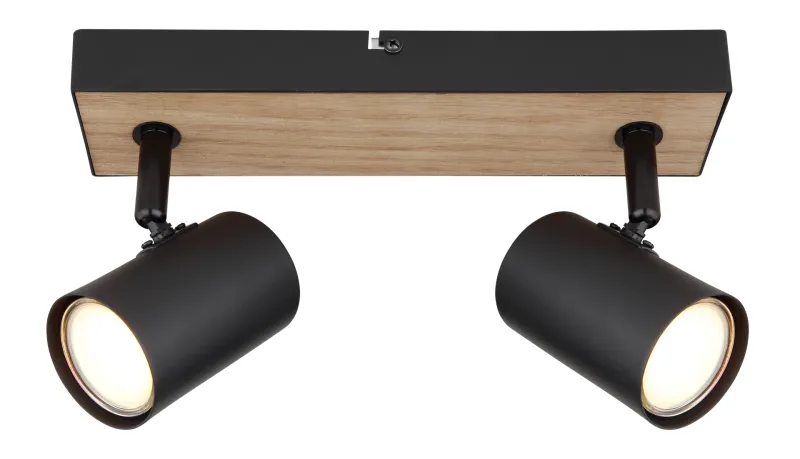 Robby 2 Naturaleza foco de techo De Globo Lighting - Robby &auml;r en&nbsp;stilren&nbsp;takspotlight som imponerar med sin eleganta design i mattsvart metall och MDF i tr&auml;-look.