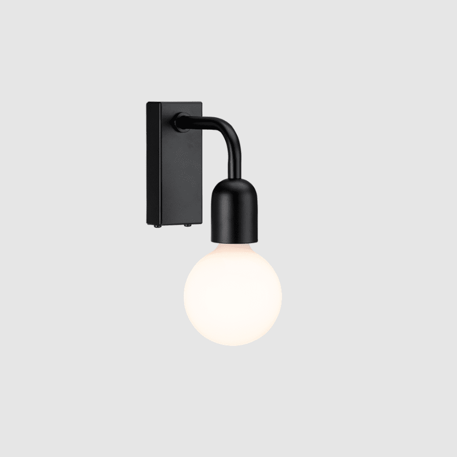 Regal Negro mate lámpara de baño De Belid - Este modelo est&aacute; dise&ntilde;ado para una sola fuente de luz y depende de la fuente de luz elegida.