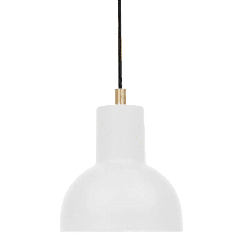 Mini Ø14 Blanco mate Lámpas de techo De H. Skjalm P - Mini colgante realizado en metal blanco mate con interior en color dorado y detalles en latón.