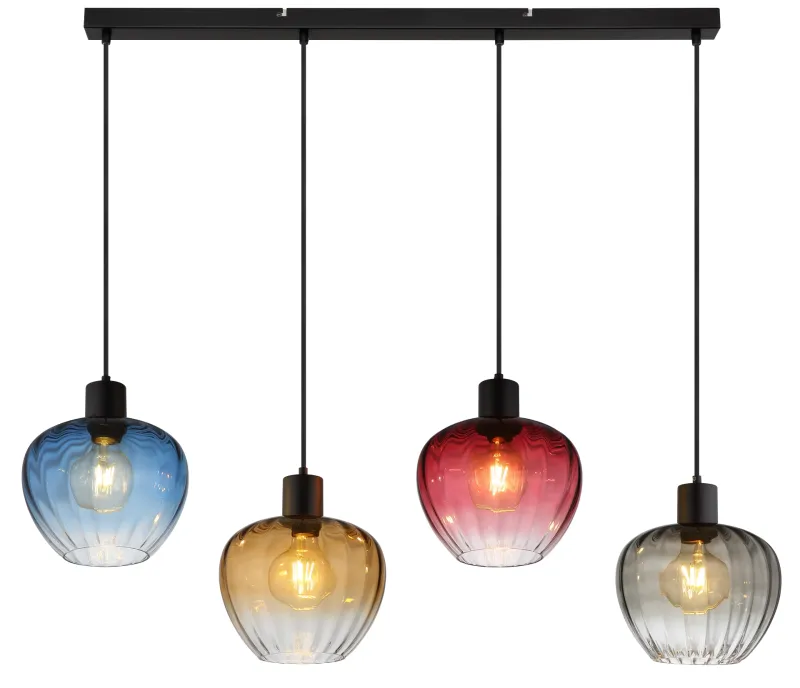 Toy 108cm Multicolor Lámpas de techo De Globo Lighting - Varje glas finns i en av fyra levande f&auml;rger &ndash; r&ouml;d, bl&aring;, b&auml;rnsten och r&ouml;k &ndash; vilket skapar en harmonisk ljusst&auml;mning och ger rummet imponerande f&auml;rgaccenter.