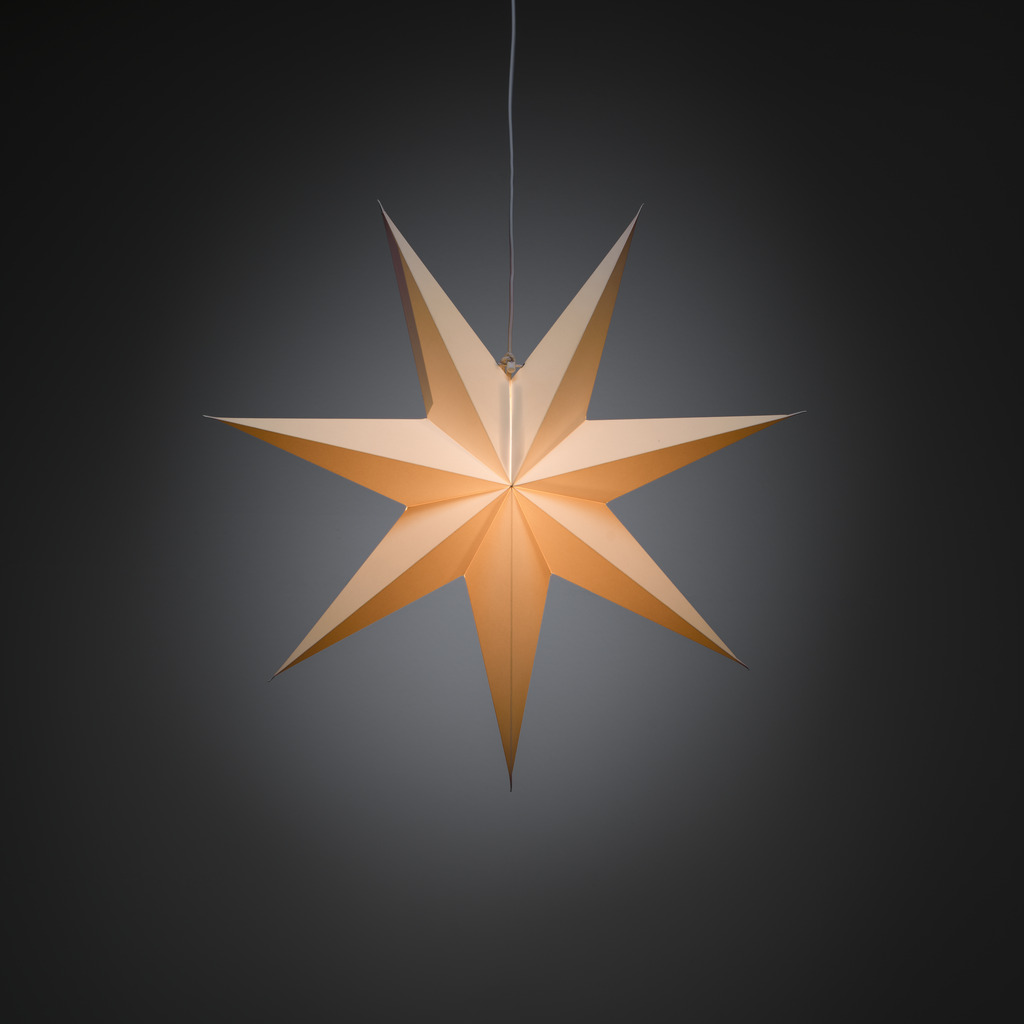 Estrella De Papel Ø60 Blanco De Konstsmide - Se suministra con cable blanco de 5 m, interruptor de alimentaci&oacute;n y enchufe.