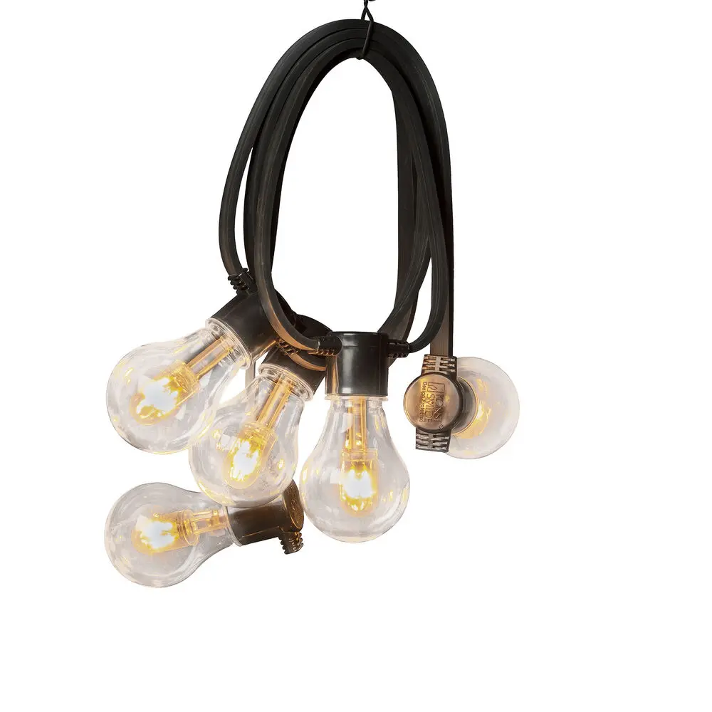Guirnalda luminosa, ámbar, 10m Negro De Konstsmide - Cadena de luces decorativas con 10 luces LED &aacute;mbar intercambiables que crean un ambiente c&aacute;lido y acogedor.