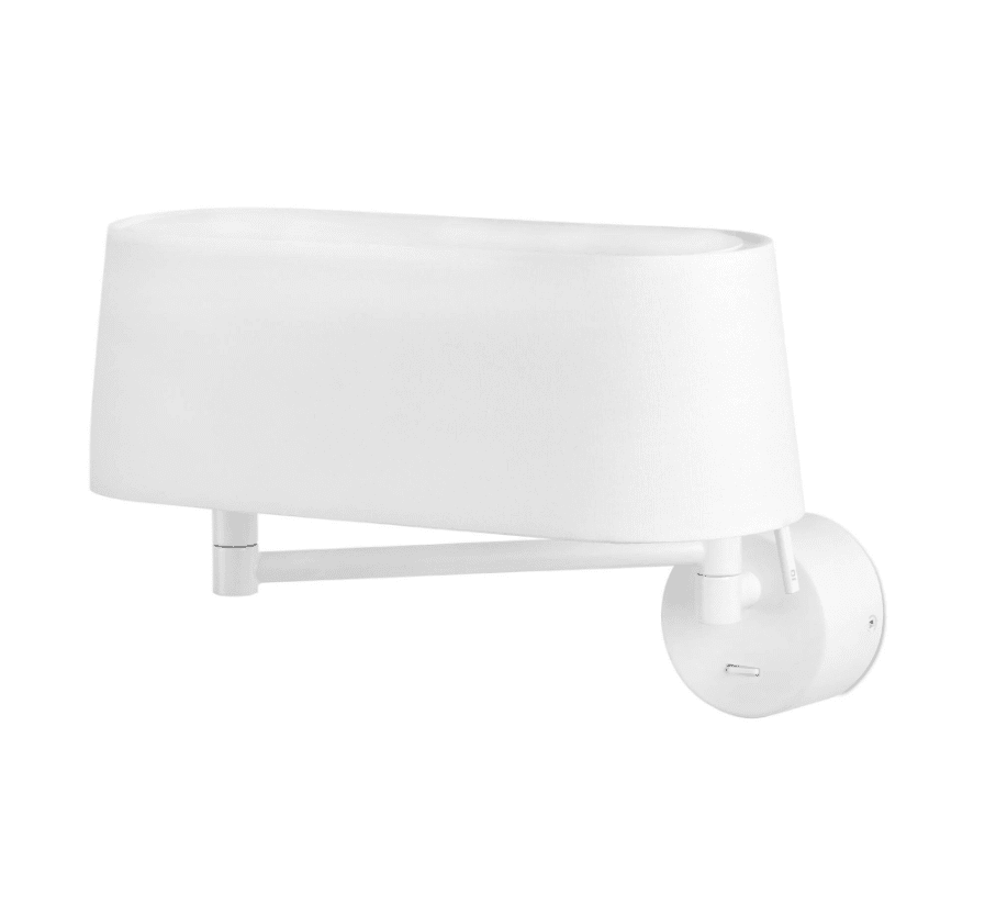 Desliz 52cm Blanco lámpara de pared De Faro Barcelona - DESLIZ se caracteriza por el brazo articulado en la estructura, que permite mover el punto de luz y adaptarlo a diferentes necesidades.