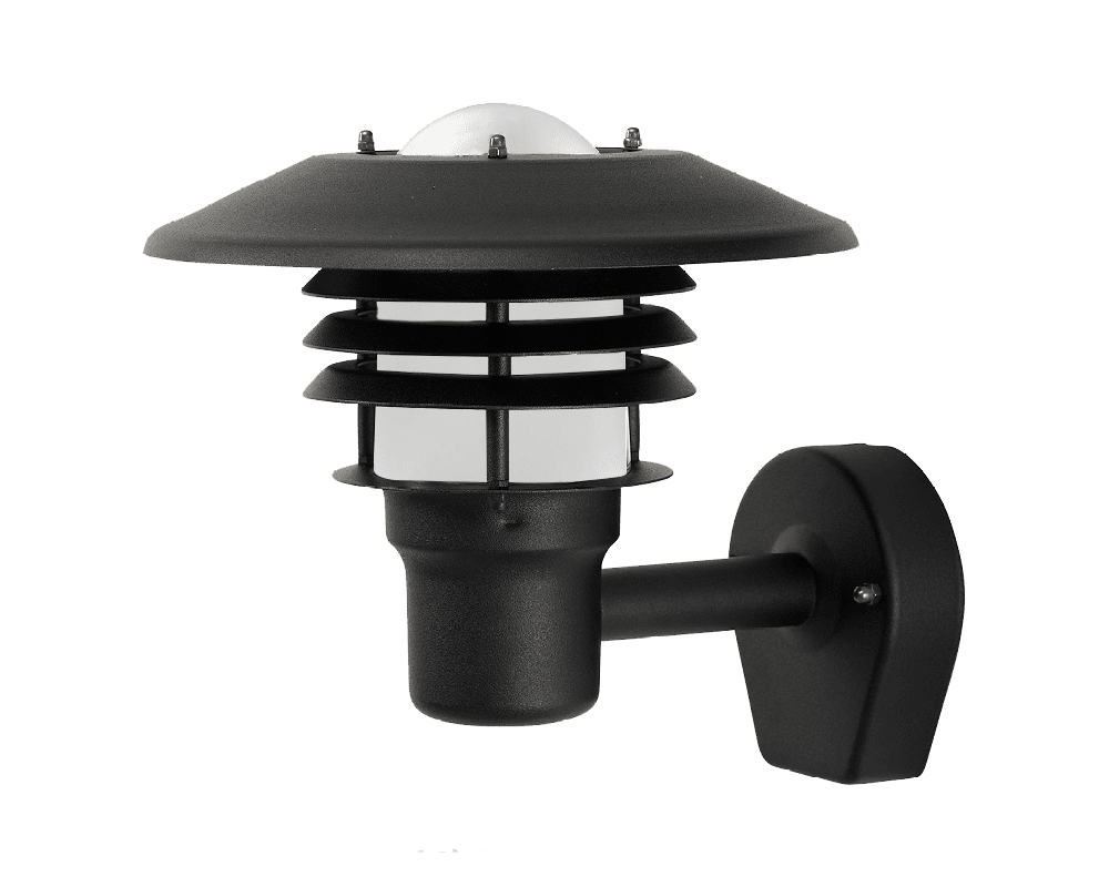 Tellus Negro lámpara de exterior De Westal - El aplique de pared Tellus es una lámpara de diseño sueco con casquillo E27 y una cúpula de cristal opalino que rodea la fuente de luz.