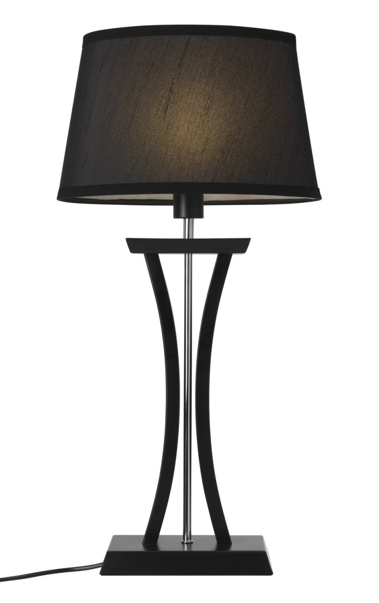 New Chelsea 60cm Negro lámpara de mesa De Cottex - Nueva lámpara de mesa Chelsea XL de madera negra&auml; con detalles cromados y una elegante pantalla ovalada que proporciona una iluminación suave y agradable.