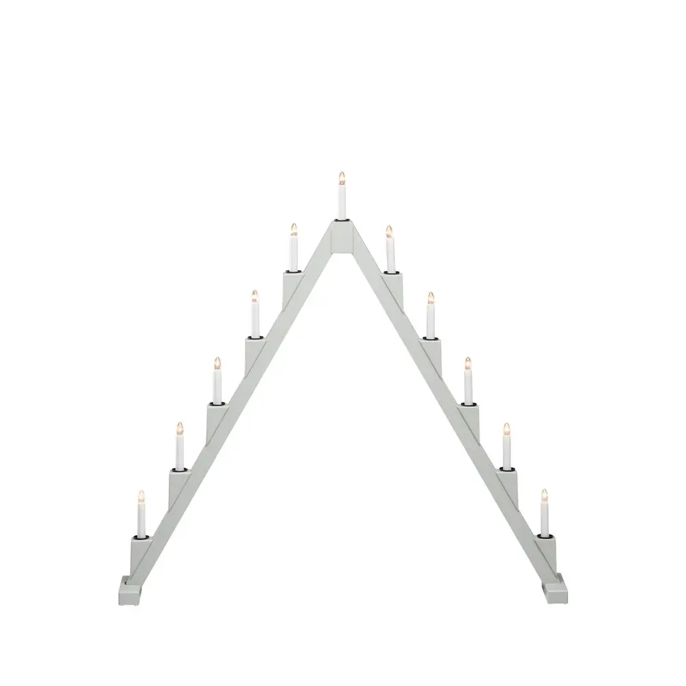 Candelabra 11 Lights Gris De Konstsmide - Candelabro el&eacute;ctrico plegable con 11 velas, fabricado en madera lacada en gris, decorado con anillos negros alrededor de cada vela para un toque elegante.