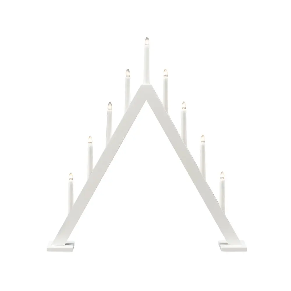 Candelabra 9 Lights Blanco De Konstsmide - Crea un ambiente navide&ntilde;o moderno y elegante con este elegante candelabro de Adviento de madera lacada en blanco.