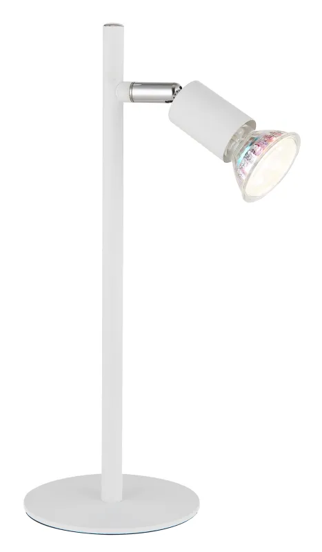 Matrix 30cm Blanco lámpara de escritorio De Globo Lighting - Den runda basen och det raka metallr&ouml;ret i mattvitt ger ett modernt och elegant uttryck.