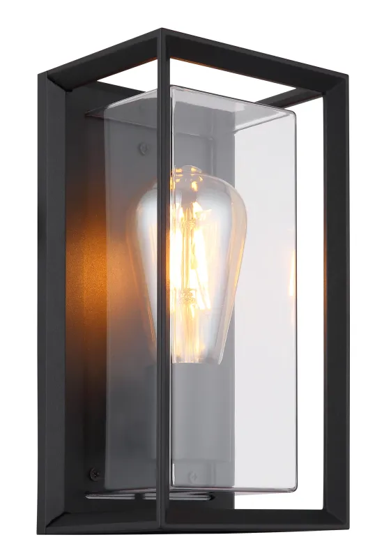 Logana Negro lámpara de exterior De Globo Lighting - Med sin rektangul&auml;ra design och transparenta sk&auml;rm sprider den ett klart och stilrent ljus, perfekt f&ouml;r allt fr&aring;n tr&auml;dg&aring;rdar till uppfarter.