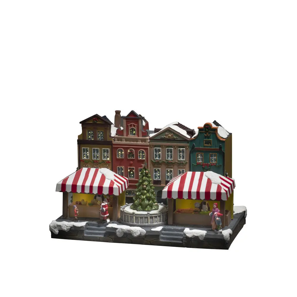 Casa De Fibra Óptica 20cm Multicolor De Konstsmide - Captura la sensaci&oacute;n de un mercado navide&ntilde;o tradicional con esta encantadora decoraci&oacute;n navide&ntilde;a de fibra de vidrio.
