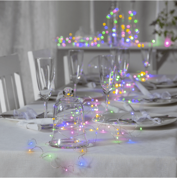 Guirnalda De Luces Dew Drop 3m Multicolor De Star Trading - Cadena de luz decorativa con 100 gotas de roc&iacute;o LED esmeriladas, caja de luz corriente con 11 funciones.