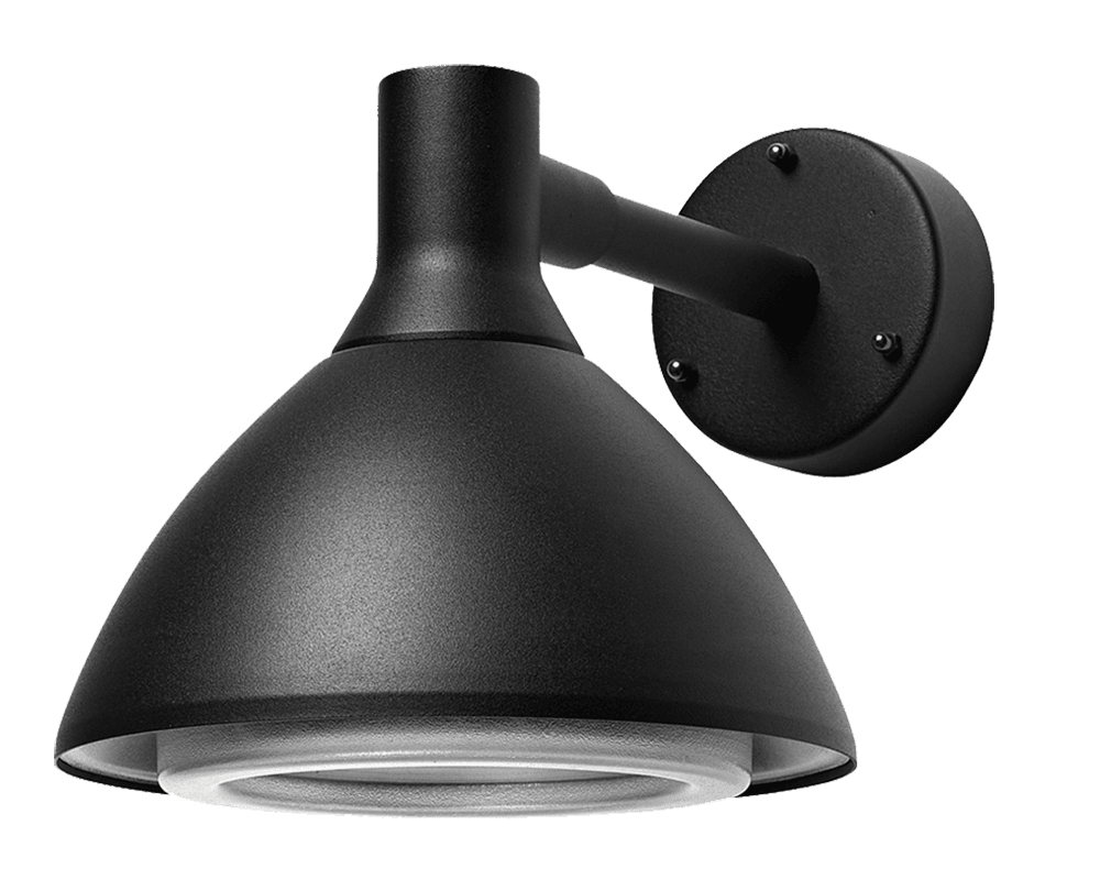Ark Mini Negro lámpara de exterior De Westal - La lámpara de pared Ark Mini es una lámpara de pared con downlight antideslumbrante fabricada en aluminio cromado y con recubrimiento de polvo y con protección antideslumbrante de PET-G.