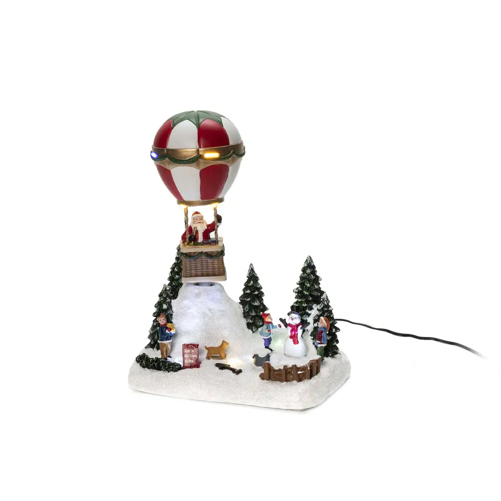 Decoración Navideña Mecánica Con Globo Aerostático Multicolor De Konstsmide - Sum&eacute;rgete en el esp&iacute;ritu navide&ntilde;o con esta imaginativa decoraci&oacute;n mec&aacute;nica de Navidad: &iexcl;un globo aerost&aacute;tico con Pap&aacute; Noel flotando sobre un paisaje invernal!
