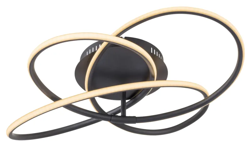 Panda Ø60 Negro plafón De Globo Lighting - Den har en fast installerad LED-panel som avger ett varmvit ljus och skapar en behaglig och inbjudande atmosf&auml;r i rummet.