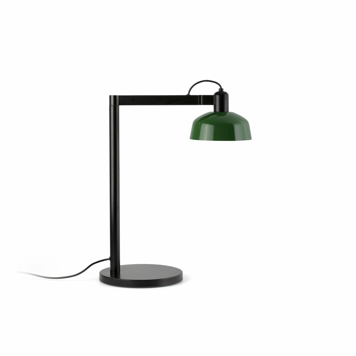 Tatawin 58cm Verde lámpara de escritorio De Faro Barcelona - Tatawin es una l&aacute;mpara de mesa con estructura negra y pantalla met&aacute;lica verde que proporciona una luz direccional y focalizada.