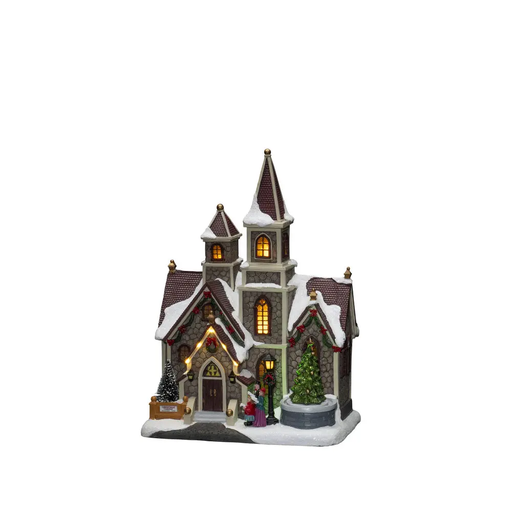 Decoración Navideña Mecánica Con Iglesia 38cm Multicolor De Konstsmide - Decoraci&oacute;n navide&ntilde;a atmosf&eacute;rica en forma de iglesia con 11 luces LED de color blanco c&aacute;lido y m&uacute;sica navide&ntilde;a cl&aacute;sica.