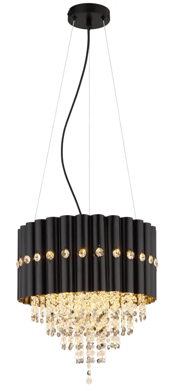 Eleos Ø40 Negro Lámpas de techo De Globo Lighting - Med en stomme i matt svartlackerad metall och en lampsk&auml;rm i samma nyans sm&auml;lter den harmoniskt in i b&aring;de moderna och klassiska interi&ouml;rer.