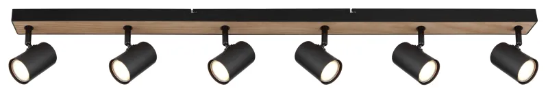 Robby 6 Naturaleza foco de techo De Globo Lighting - Robby &auml;r en&nbsp;stilren&nbsp;takspotlight som imponerar med sin eleganta design i mattsvart metall och MDF i tr&auml;-look.