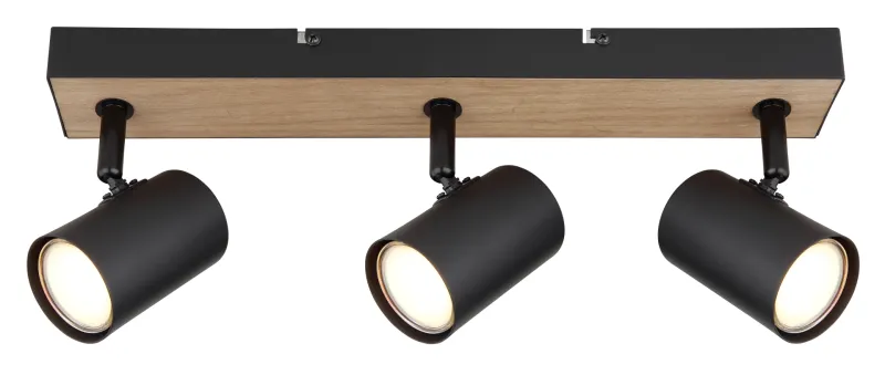 Robby 3 Naturaleza foco de techo De Globo Lighting - Robby &auml;r en&nbsp;stilren&nbsp;takspotlight som imponerar med sin eleganta design i mattsvart metall och MDF i tr&auml;-look.