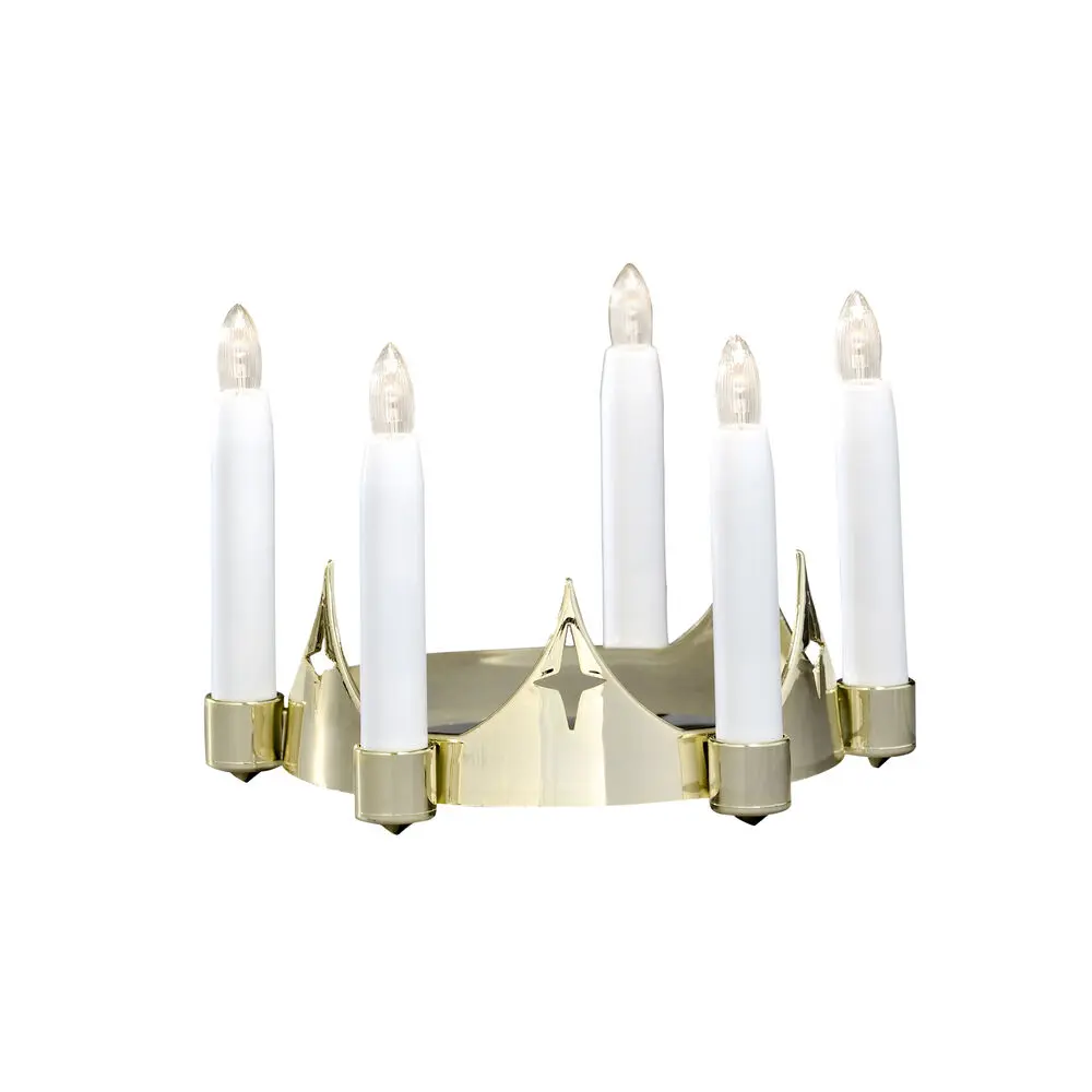Corona De Santa Lucía Oro De Konstsmide - L&aacute;mpara de ara&ntilde;a tradicional Lucia realizada en pl&aacute;stico color dorado con 5 luces LED blancas que difunden una luz c&aacute;lida y atmosf&eacute;rica.