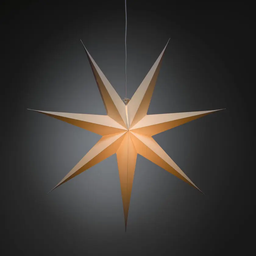 Estrella De Papel Ø78 Blanco De Konstsmide - Se suministra con cable blanco de 5 m, interruptor de alimentaci&oacute;n y enchufe.