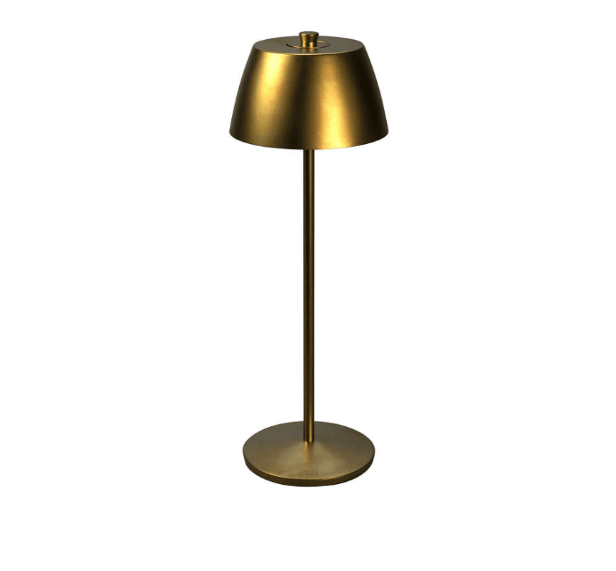Èze 32cm Oro mate portátil De Konstsmide - La l&aacute;mpara est&aacute; equipada con un regulador t&aacute;ctil para que puedas ajustar el brillo y la temperatura del color desde luz amarilla c&aacute;lida a luz blanca c&aacute;lida.