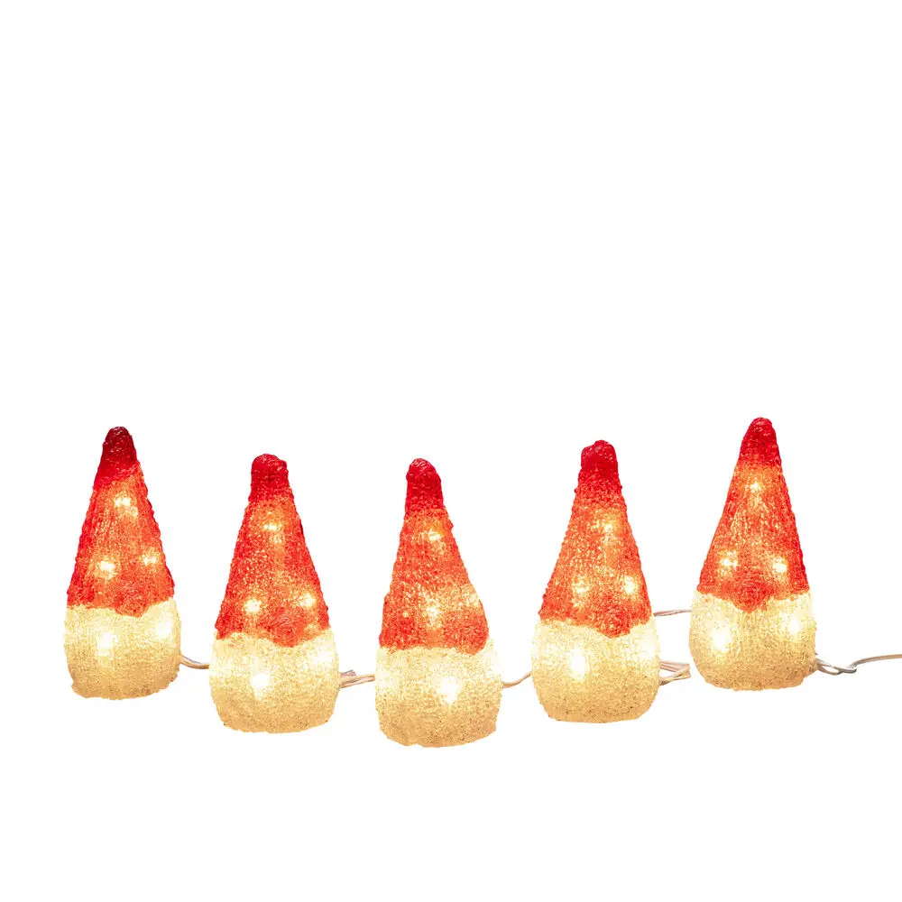 Papás Noel De Acrílico ROJO De Konstsmide - El set consta de 5 figuras con un total de 40 luces LED de color blanco c&aacute;lido que emiten una luz suave y acogedora.