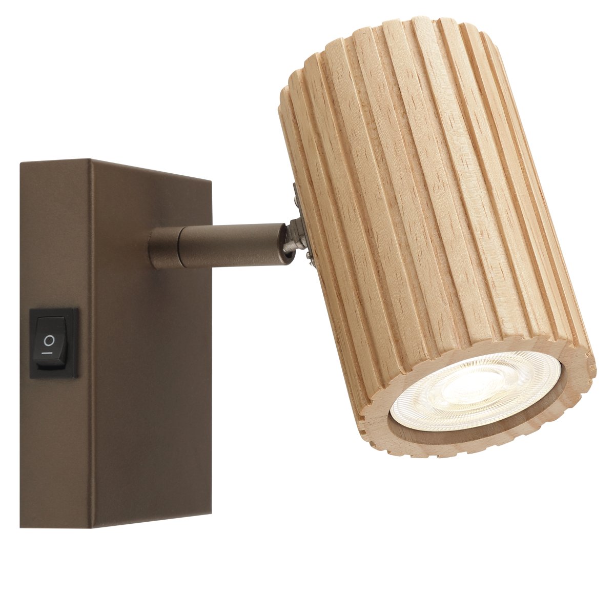 Lakewood 17cm Marrón lámpara de lectura De Brilliant - La l&aacute;mpara de pared Lakewood combina metal marr&oacute;n con madera clara veteada, creando un estilo c&aacute;lido y elegante.