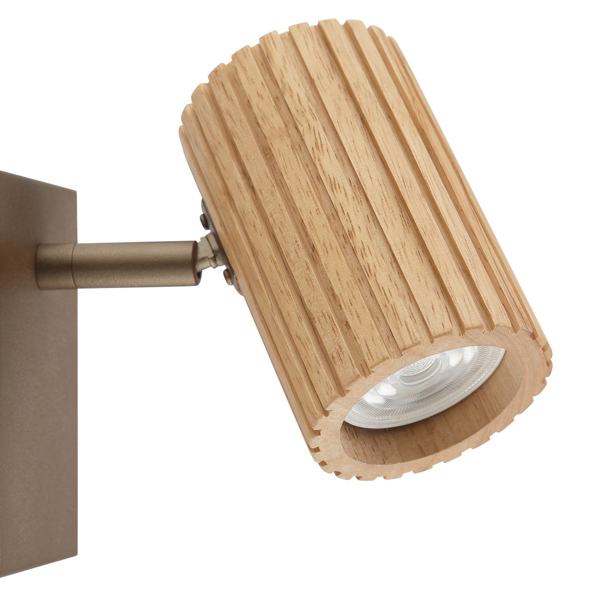 Lakewood 17cm Marrón lámpara de lectura De Brilliant - La l&aacute;mpara de pared Lakewood combina metal marr&oacute;n con madera clara veteada, creando un estilo c&aacute;lido y elegante.