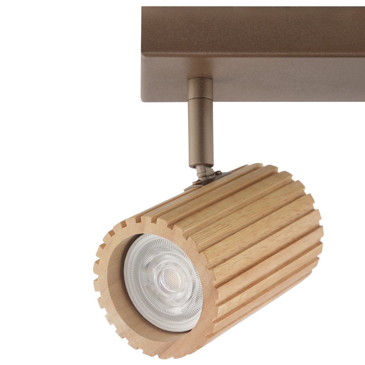 Lakewood 2 Marrón foco de techo De Brilliant - El foco de techo Lakewood combina metal marrón con madera clara veteada, creando un ambiente cálido y elegante.