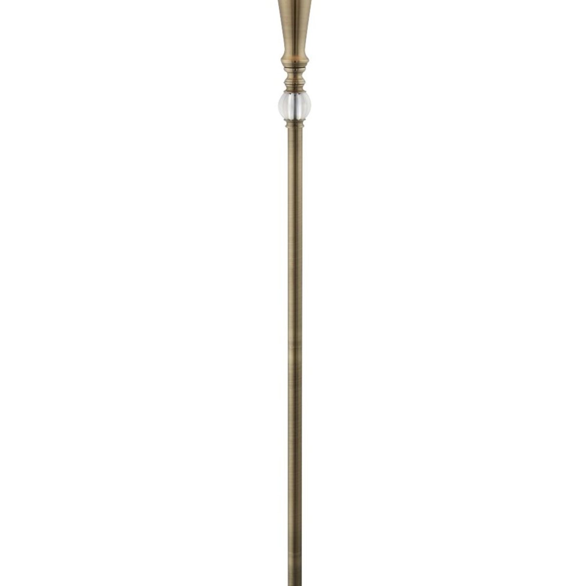 Oscar Latón antiguo lámpara de pie De Searchlight - La elegante base de la lámpara está decorada con un detalle de cristal decorativo que añade un toque extra de lujo.