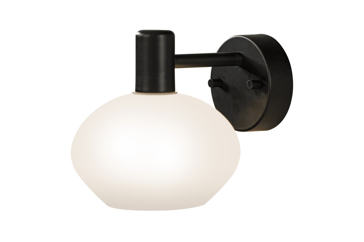 Elba Ø15 Negro lámpara de baño De Aneta Lighting - Este aplique de pared fabricado en metal lacado en negro tiene un elegante diseño con una pantalla de cristal blanco opal que crea una luz suave y agradable.
