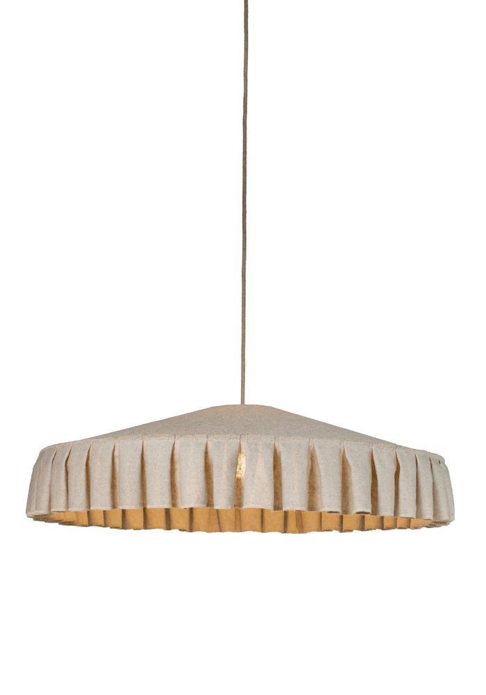 Vesta Pantalla S/Colgante Ø75 Naturaleza Lámpas de techo De Alde & Lind - Pantalla moderna de tela r&uacute;stica de lino, con interior blanco reflectante y volante plisado.