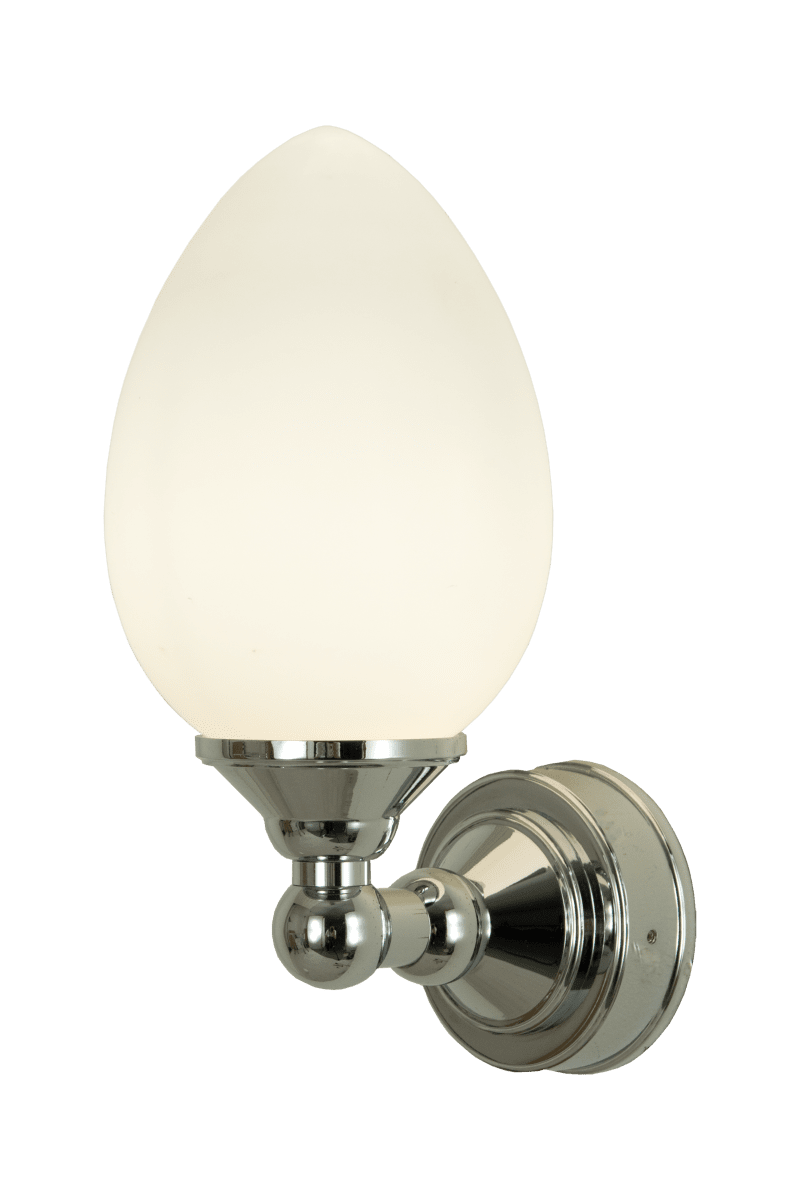 Luigi Ø11 Cromo lámpara de baño De Aneta Lighting - Luigi es nuestra lámpara de baño más clásica fabricada en metal cromado y pantalla de cristal opal blanco.