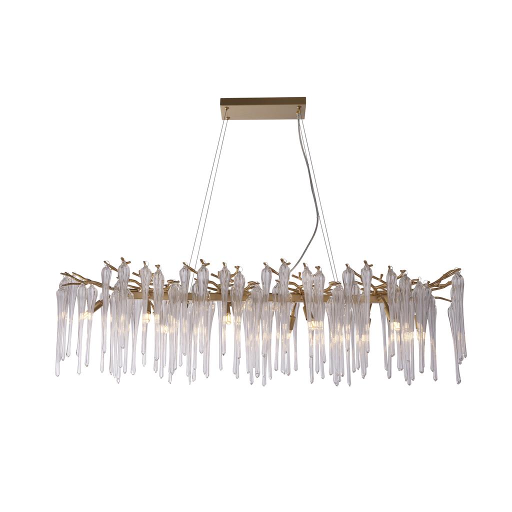 Heritage 117cm Oro cristal De Searchlight - Los elementos de cristal, largos y estrechos, crean un efecto vibrante y brillante que aporta dinamismo y exclusividad a la estancia.