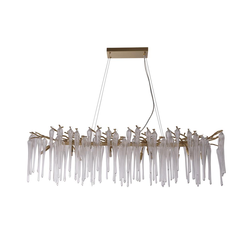 Heritage 117cm Oro cristal De Searchlight - Los elementos de cristal, largos y estrechos, crean un efecto vibrante y brillante que aporta dinamismo y exclusividad a la estancia.