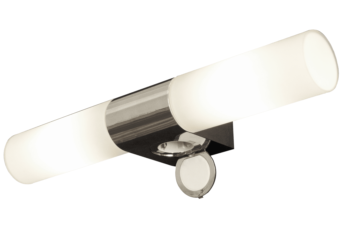Cosenza 12cm Cromo lámpara de baño De Aneta Lighting - El enchufe situado en la parte inferior de la lámpara se utiliza para conectar secadores de pelo, máquinas de afeitar y similares.
