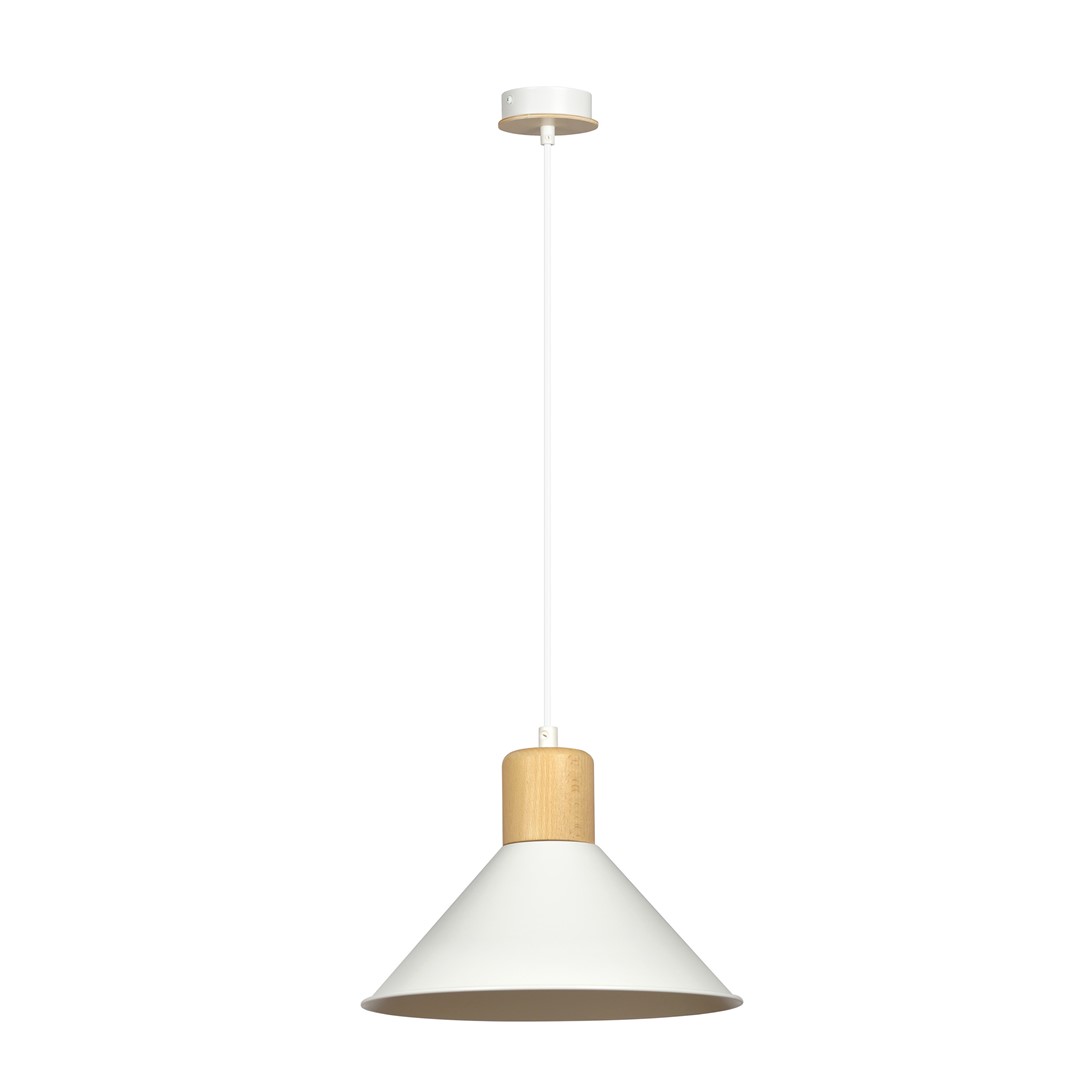 Rowen Ø25 Blanco Lámpas de techo De Emibig Lighting - Las l&aacute;mparas Rowen cuentan con pantallas met&aacute;licas abiertas que distribuyen la luz de manera efectiva incluso en habitaciones m&aacute;s grandes, mientras que los detalles decorativos de madera a&ntilde;aden calidez y un color llamativo que llama la atenci&oacute;n.