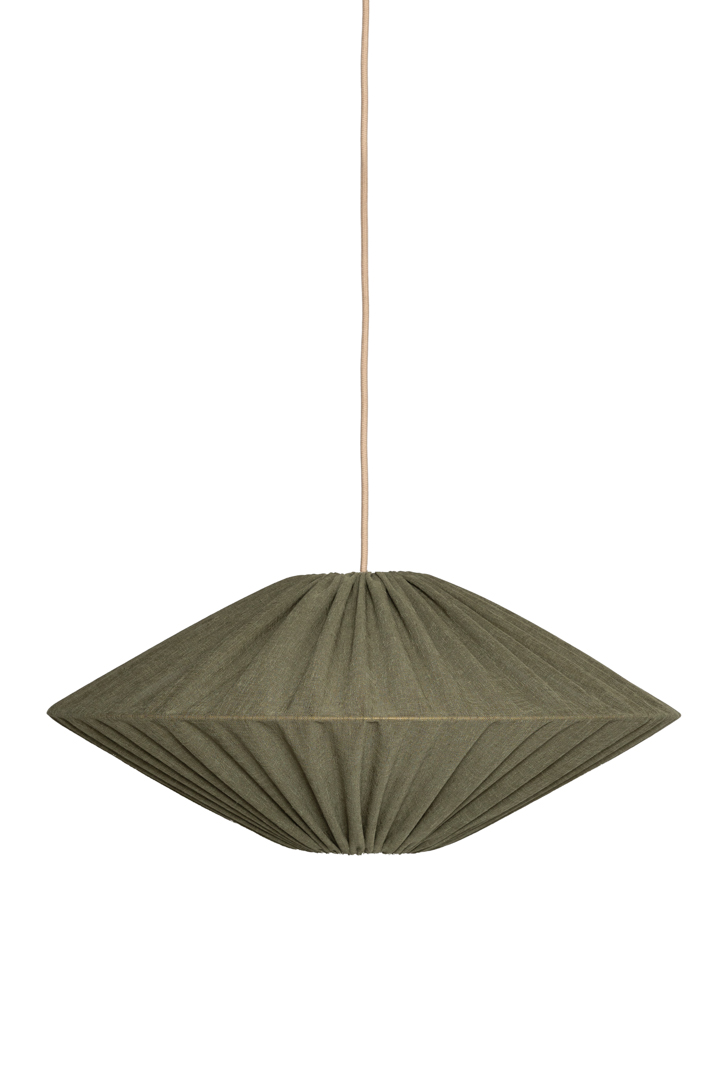 Figo Pantalla S/Colgante Ø58 Verde oliva Lámpas de techo De Alde & Lind - El tejido es de poliéster, pero tiene un hermoso aspecto de lino en verde oliva.
