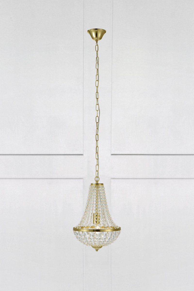 Gränsö Ø30 Latón cristal De Markslöjd - Cenefa clásica de latón cepillado y preciosos cristales, aquí en versión más pequeña de 30 cm de diámetro.