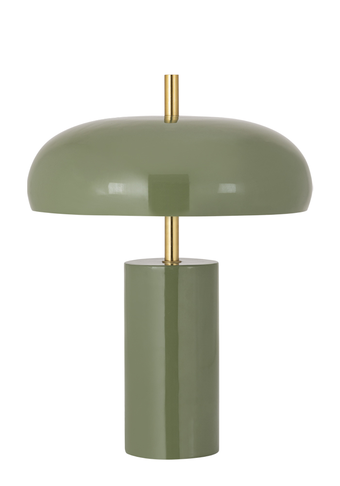 Lex 40cm Verde lámpara de mesa De Alde & Lind - La pantalla ancha y redondeada proporciona una luz agradable dirigida hacia abajo y está forrada en blanco en su interior para una distribución óptima de la luz.