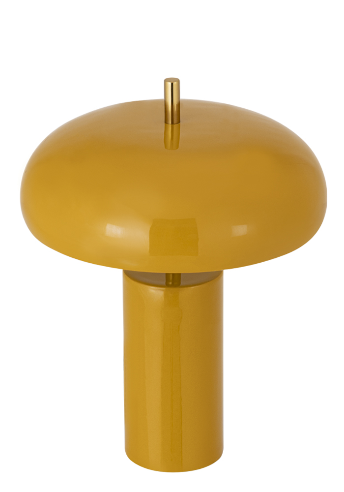 Lex 40cm Amarillo lámpara de mesa De Alde & Lind - La pantalla ancha y redondeada proporciona una luz agradable dirigida hacia abajo y está forrada en blanco en su interior para una distribución óptima de la luz.