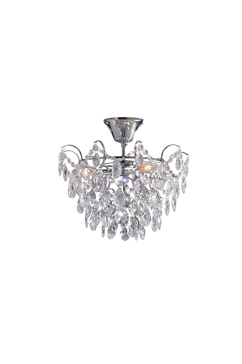 Sofiero Ø36 Cromo cristal De Markslöjd - Una hermosa l&aacute;mpara de techo de cristal cromado con prismas transparentes decorativos de diversas formas.
