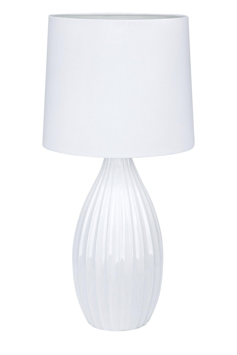 Stephanie 50cm Blanco lámpara de mesa De Markslöjd - La lámpara tiene una altura de 50,5 cm y viene con un cable de 1,5 metros de largo con interruptor de encendido.