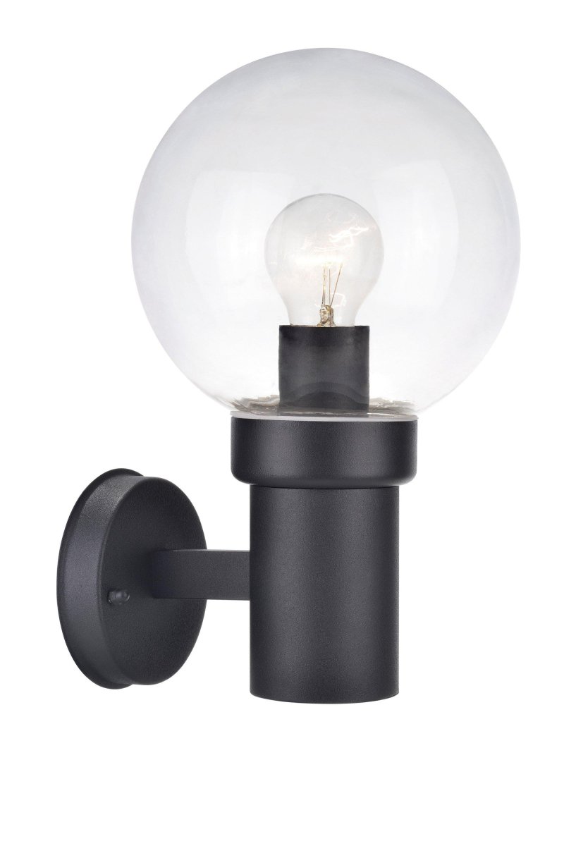 Caris Negro lámpara de exterior De Markslöjd - Con una robusta base de metal negro y una gran pantalla de cristal transparente, la l&aacute;mpara emite una luz clara y agradable que crea un ambiente acogedor.