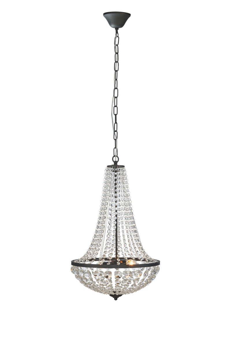 Gränsö Ø40 Negro cristal De Markslöjd - Con un diámetro de 40 cm, los prismas transparentes dispersan la luz maravillosamente y crean una atmósfera lujosa.