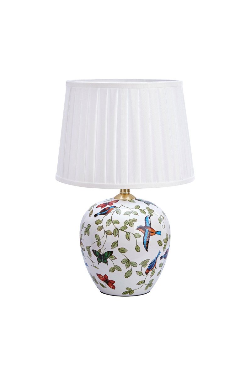 Mansion 48cm Multicolor lámpara de mesa De Markslöjd - Esta encantadora lámpara de mesa con su base pintada a mano decorada con flores y mariposas añadirá un toque romántico y clásico a tu hogar.