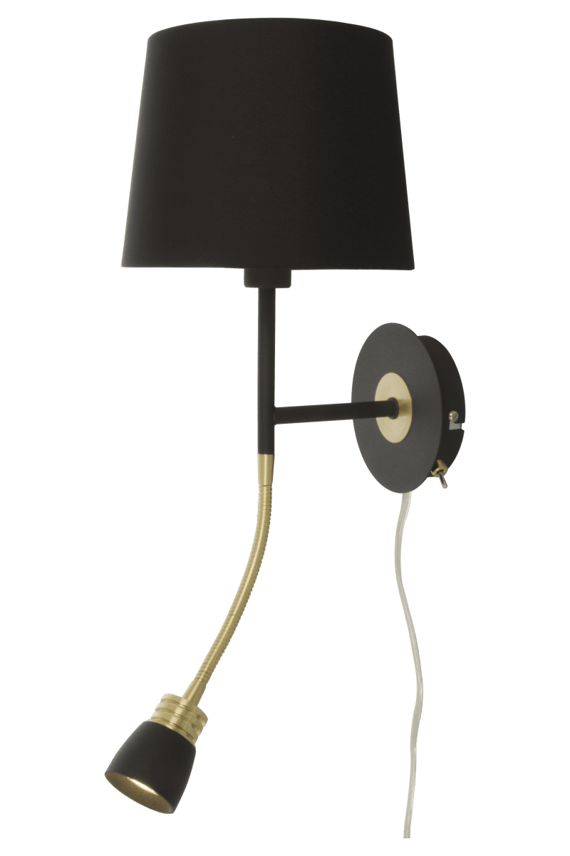 Eketorp Negro lámpara de lectura De Aneta Lighting - Cuenta con un brazo ajustable con un LED integrado de 3 W para una luz blanca c&aacute;lida y agradable.